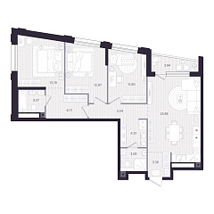 3-комнатная 93,01 м&sup2;