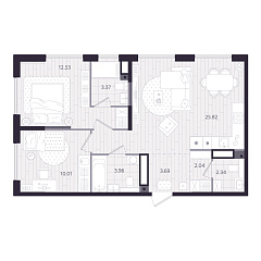 2-комнатная 63,76 м&sup2;