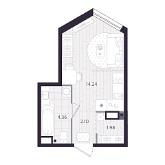 Студия 22,68 м&sup2;