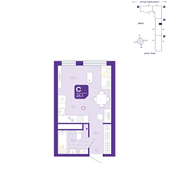 Студия 25,1 м²