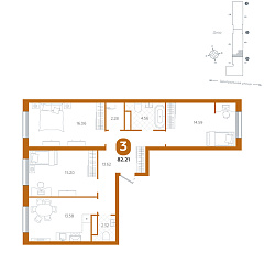 3-комнатная 82,21 м²