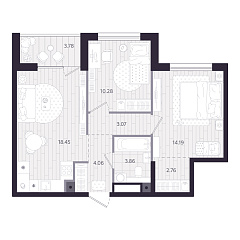 2-комнатная 58,56 м&sup2;