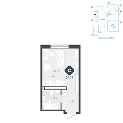 Студия 25,53 м²