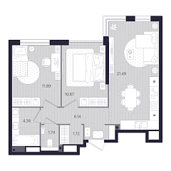 2-комнатная 58,23 м&sup2;