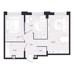 2-комнатная 52,86 м&sup2;