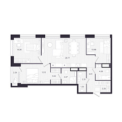 3-комнатная 90,26 м&sup2;