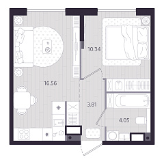 1-комнатная 34,76 м&sup2;
