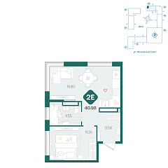 1-комнатная 40,98 м&sup2;