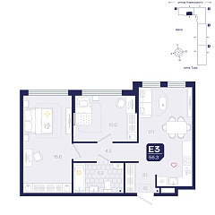 2-комнатная 56,3 м²