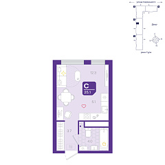 Студия 25,1 м²