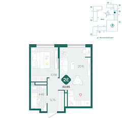 1-комнатная 40,95 м&sup2;