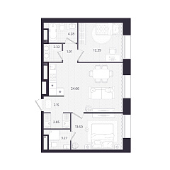 2-комнатная 67,63 м&sup2;