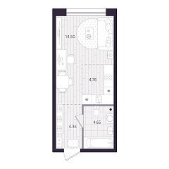 Студия 28,26 м&sup2;