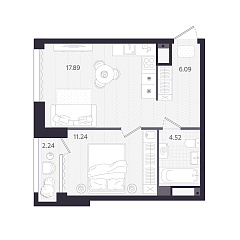1-комнатная 40,41 м&sup2;