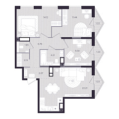 3-комнатная 75,02 м&sup2;