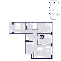 3-комнатная 75 м²