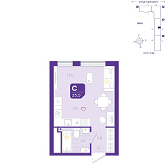 Студия 25 м²