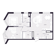 2-комнатная 67,23 м&sup2;