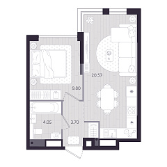 1-комнатная 38,12 м&sup2;