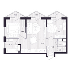2-комнатная 49,87 м&sup2;