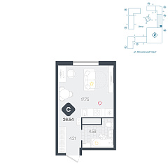 Студия 26,54 м²