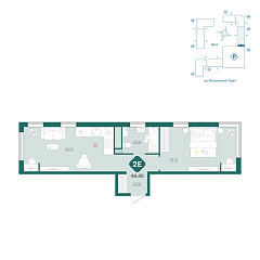 1-комнатная 46,45 м&sup2;