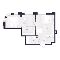 1-комнатная 46,06 м&sup2;