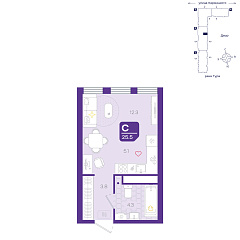Студия 25,5 м&sup2;