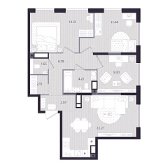 3-комнатная 73,91 м&sup2;