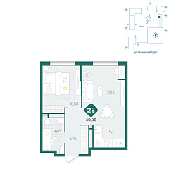 1-комнатная 40,95 м&sup2;