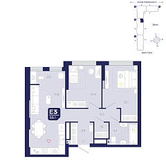 2-комнатная 58,1 м&sup2;