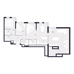 2-комнатная 90,86 м&sup2;