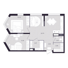 2-комнатная 60,89 м&sup2;