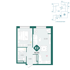 1-комнатная 42,3 м&sup2;