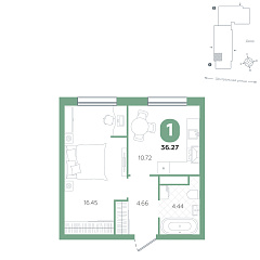 1-комнатная 36,27 м²