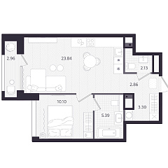 1-комнатная 48,51 м&sup2;