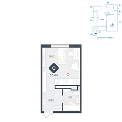 Студия 25,44 м²