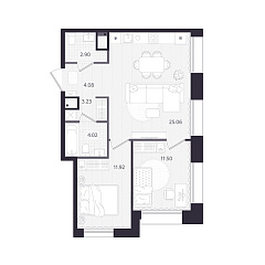 2-комнатная 61,72 м&sup2;