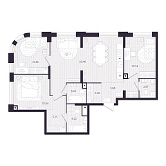 3-комнатная 84,91 м&sup2;