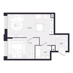 1-комнатная 40,2 м&sup2;