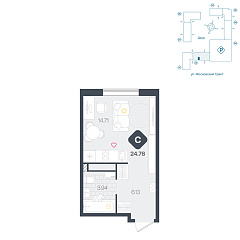 Студия 24,78 м²