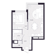 1-комнатная 41,07 м&sup2;