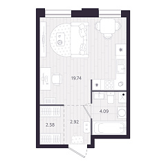 Студия 29,33 м&sup2;