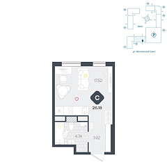 Студия 26,18 м²