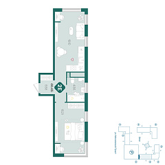 1-комнатная 46,45 м&sup2;