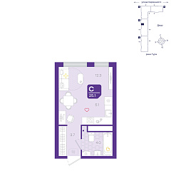Студия 25,1 м²