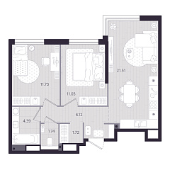 2-комнатная 58,24 м&sup2;