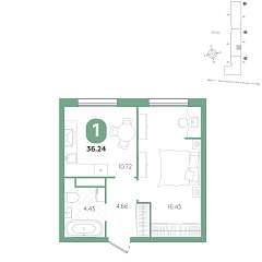 1-комнатная 36,24 м&sup2;