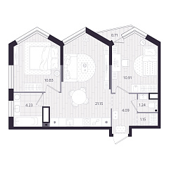 2-комнатная 53,81 м&sup2;