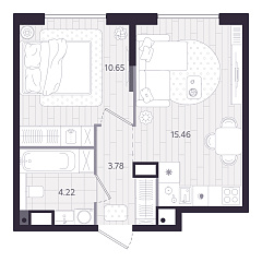 1-комнатная 34,11 м&sup2;